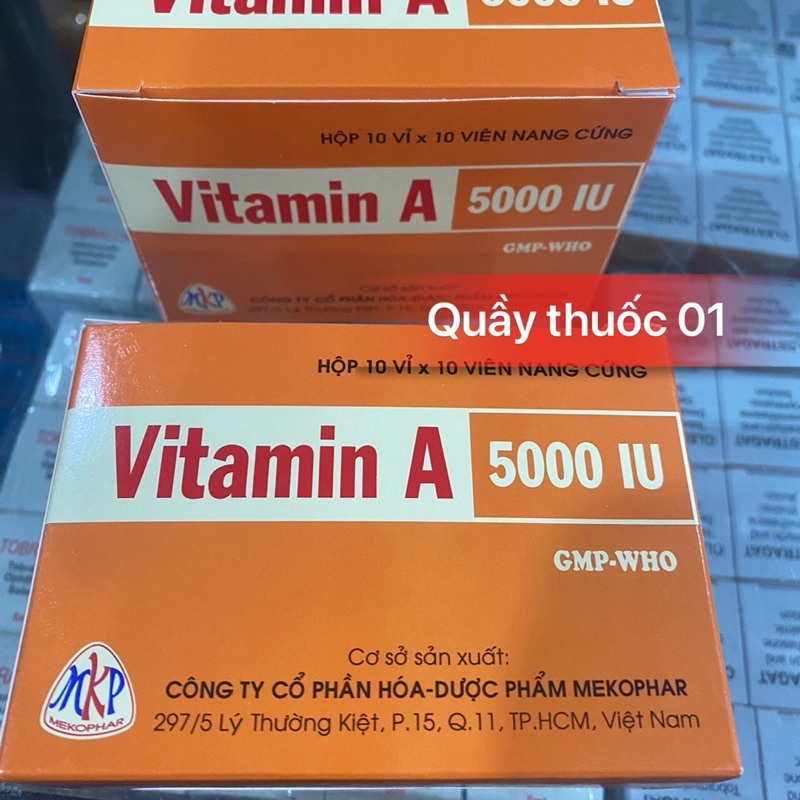 VITAMIN A 5000IU - BỔ SUNG VITAMIN A CHO TRƯỜNG HỢP BỊ THIẾU HỤT - HỘP 100 VIÊN