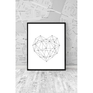 Tranh Canvas Quà Tặng Ý Nghĩa Heart Geometric Minimalist Style (Tặng kèm móc treo tranh kh cần khoan tường)