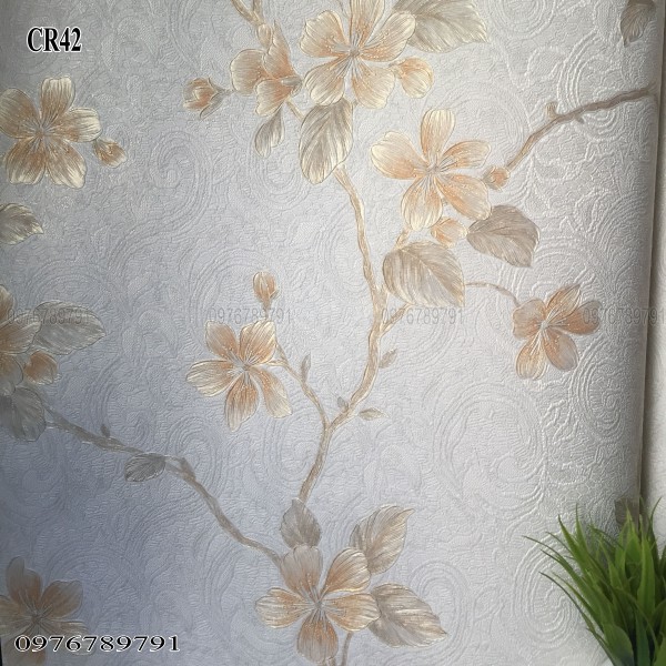 10m Giấy Dán Tường Hoa Hồng Dây 3D Cao Cấp Cho Phòng Ngủ Phòng Khách Lụa Không Keo Khổ 53cm