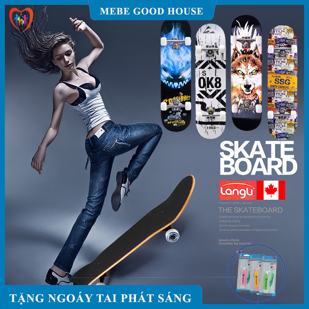 Ván trượt thi đấu cao cấp, ván trượt người lớn đạt chuẩn, mặt nhám, bánh hợp kim siêu cứng