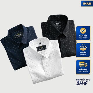 Áo Sơ Mi Nam Công Sở Dài Tay Chấm Bi, Áo Sơ Mi Nam Hàn Quốc Gấp Hộp Cao Cấp VNXK