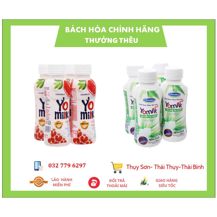 Lốc 4 Chai Sữa Chua Uống Vinamilk Yomilk Nha Đam 150ml