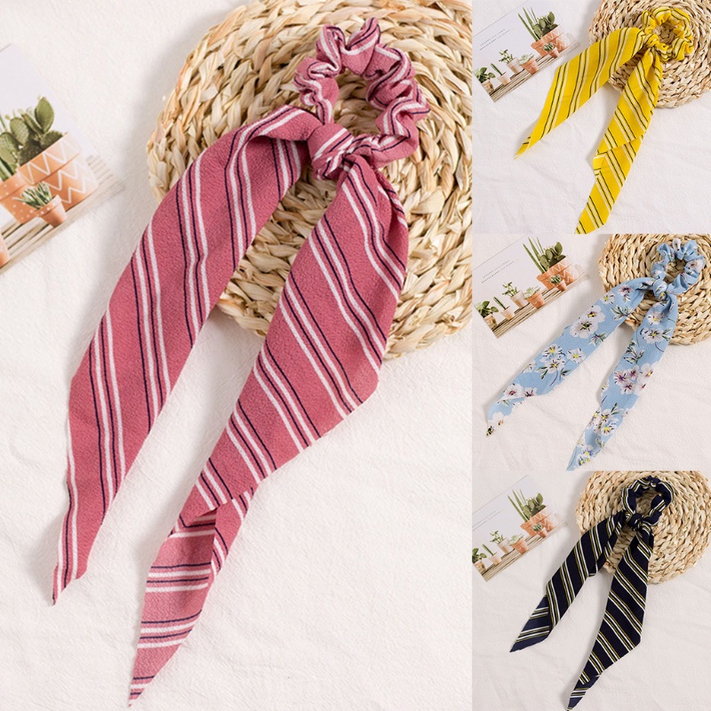 Dây Buộc Tóc Ruy Băng Dài In Họa Tiết Hoa Thời Trang