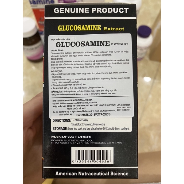 Viên uống Glucosamine 2400mg tốt cho xương khớp nhập khẩu chính hãng Mỹ