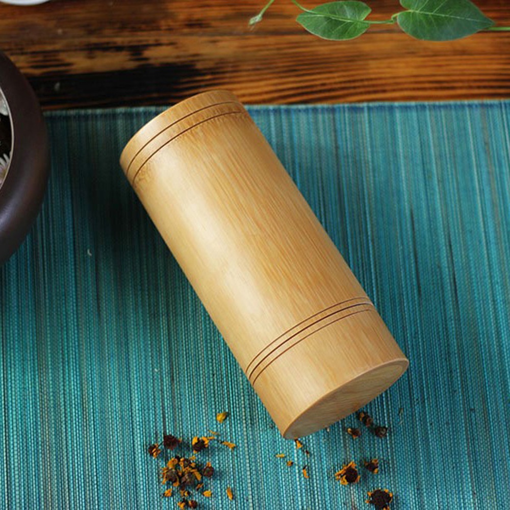 Hộp đựng trà/ gia vị dáng tròn bằng tre tự nhiên nhỏ gọn tiện lợi