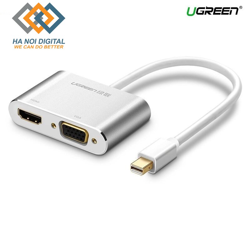 Bộ chuyển đổi Mini Displayport sang HDMI và VGA UGreen 20421 (Cáp Mini DisplayPort To HDMI + VGA) - Bảo Hành 18 Tháng