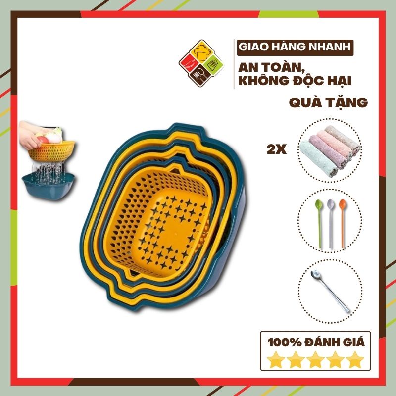Rổ nhựa rửa rau 6 món chất lượng cao BEHOMEMALL thau nhựa đa năng tiện dụng