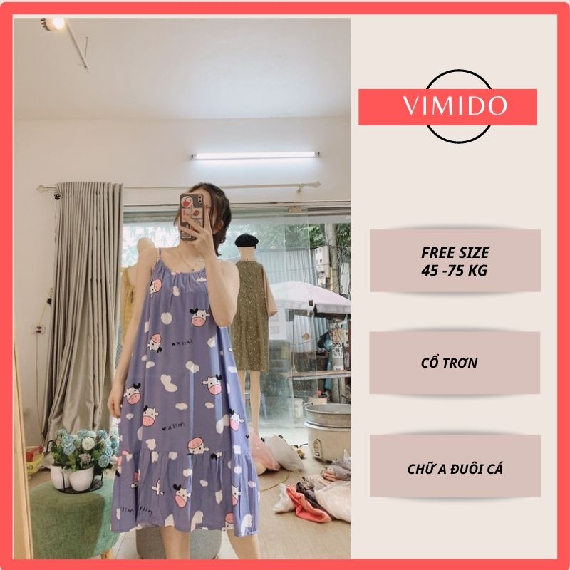 Váy hai dây bầu đẹp lụa lanh thái váy hai dây đi biển thoải mái dáng dài mặc nhà bản to kiểu váy  quyến rũ VV1 VIMIDO | BigBuy360 - bigbuy360.vn