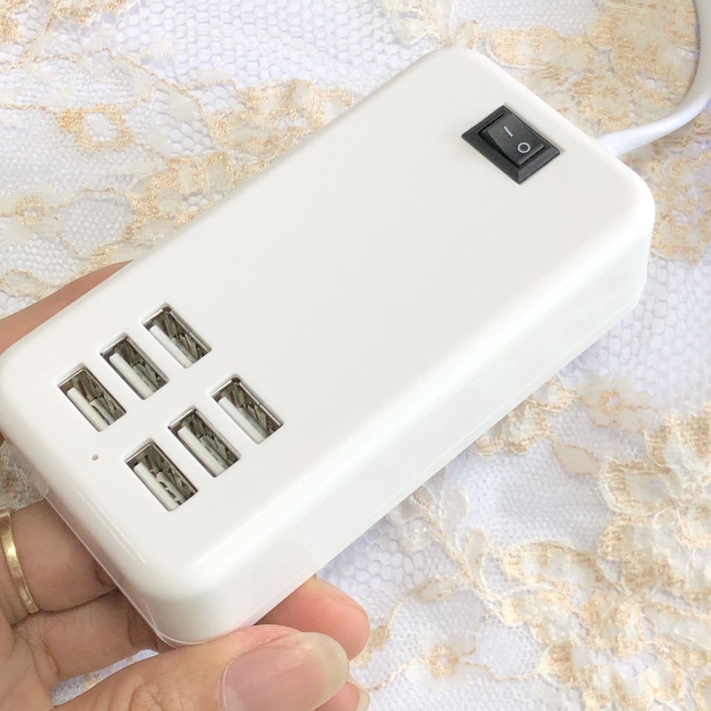 Ổ điện đa năng 6 cổng sạc nhanh usb 30W gọn gàng tiện lợi, có công tắc tắt bật an toàn cho mọi điện thoại sạc - KLH shop