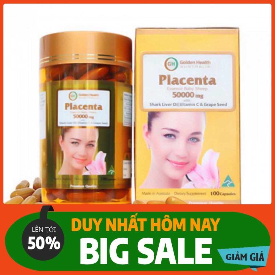 HẠ GIÁ [ Hàng Chuẩn ÚC ] Golden Healthy Placenta 50000mg - Viên uống nhau thai cừu 100 viên HẠ GIÁ