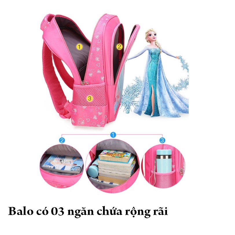 Balo đi học cho bé ELSA chất liệu chống thấm, balo siêu nhẹ cho học sinh 5-8 tuổi