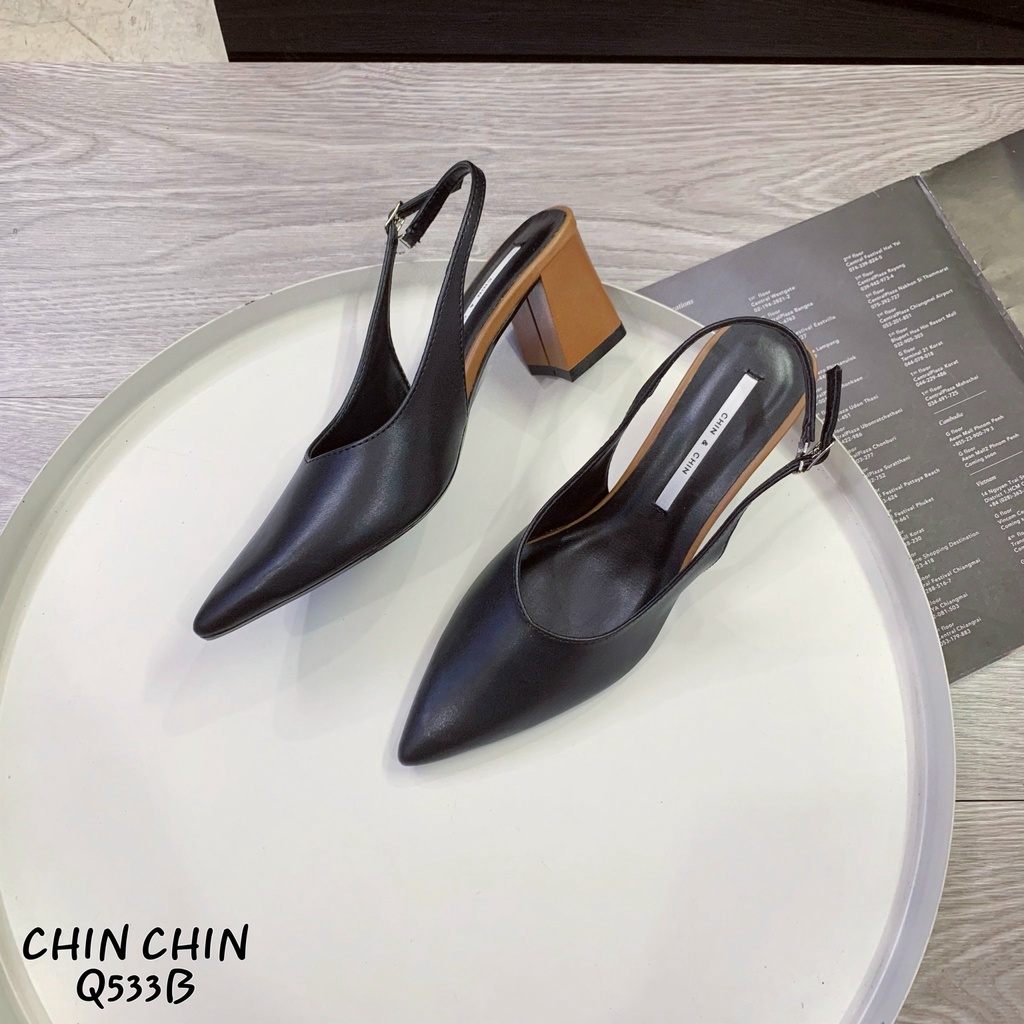 GIÀY SANDAL NỮ CHIN CHIN SLINGBACK MŨI TIM PHỐI MÀU 7P VNXK