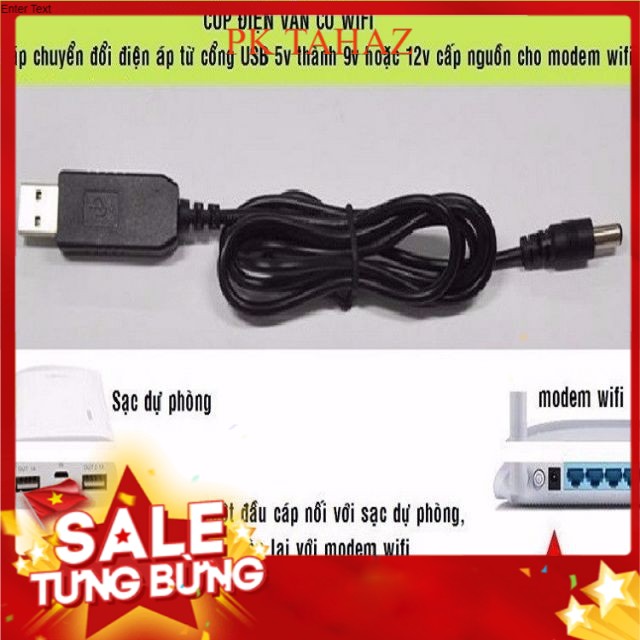 Cáp chuyển đổi điện áp từ cổng USB 5V sang 9V/12V Cáp Chuyển Đổi Kết Nối Modem ,wifi Tahaz shop