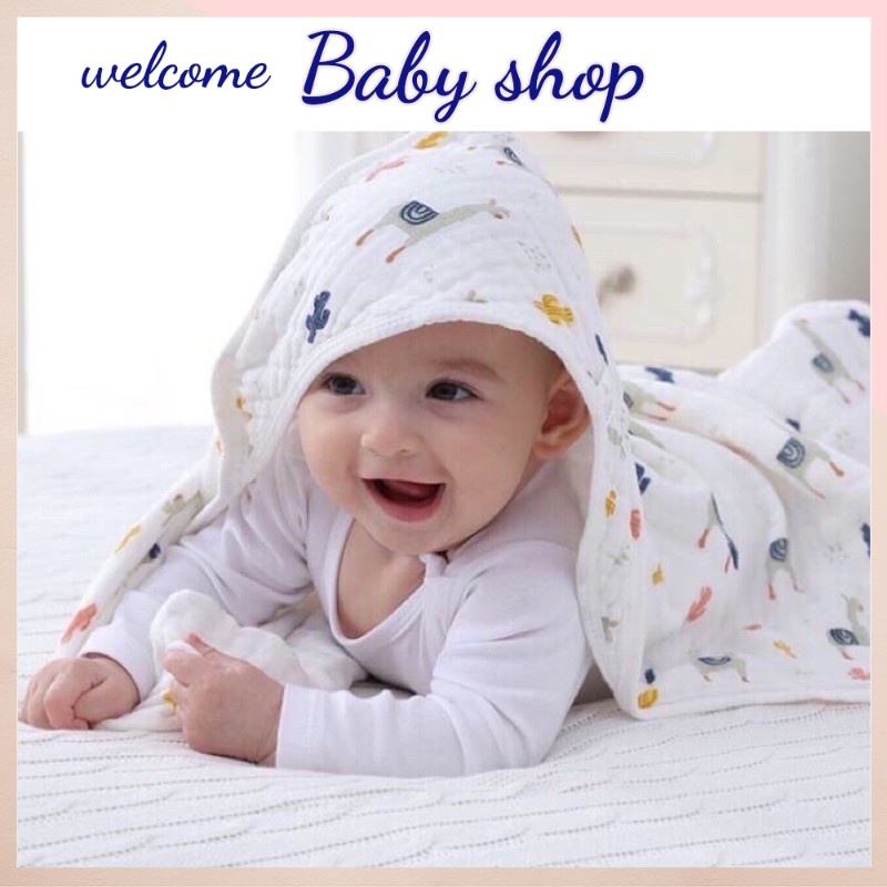 Choàng Ủ, Khăn Tắm, Chăn Ủ Xô Có Mũ 4 lớp Thoáng Mát Cho Bé [ hayebaby]