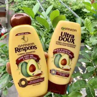 Cặp gội xả Garnier ultra doux 550ml của pháp