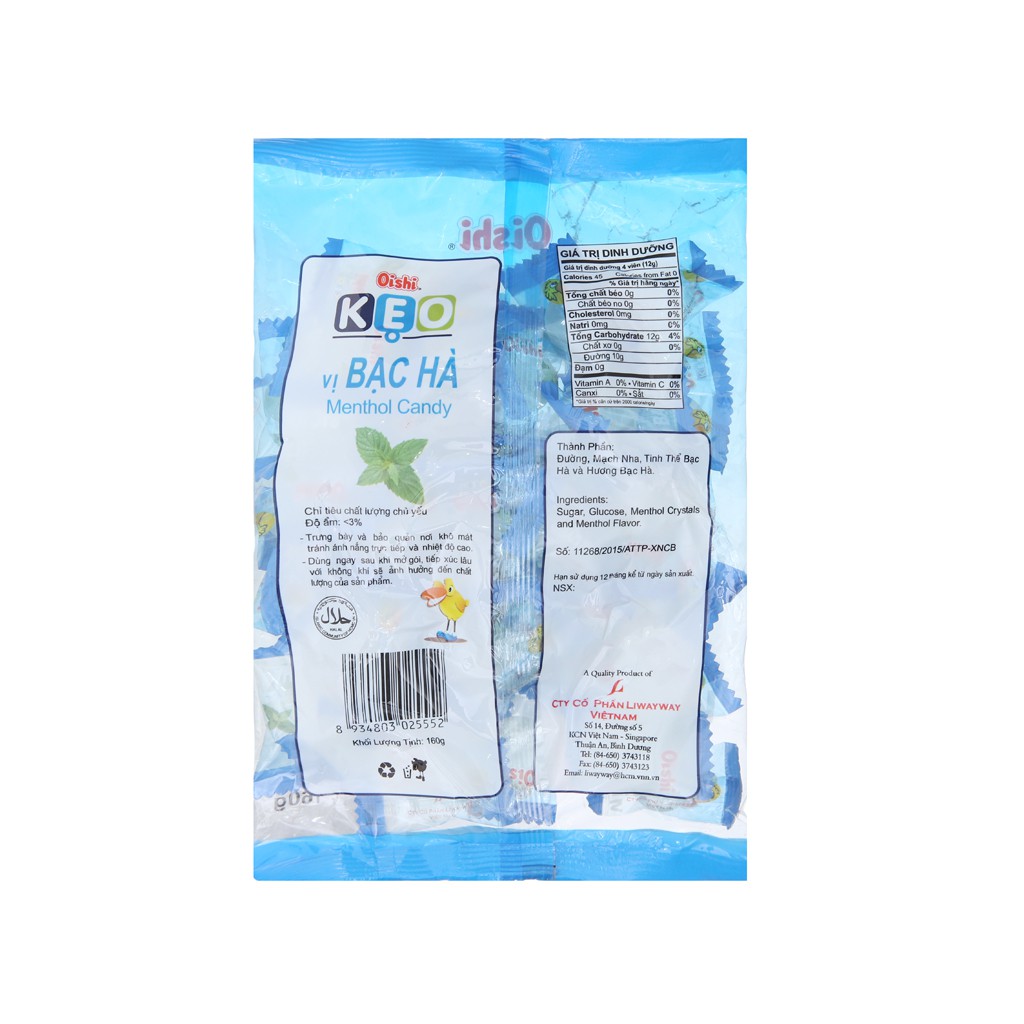 Kẹo bạc hà Oishi gói 90g