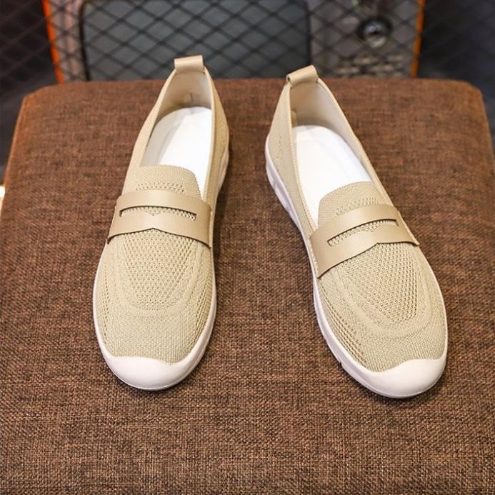 Giày thể thao nữ dáng lười slip on, chất liệu vải cao cấp, đế cao su êm chống trơn trượt STY