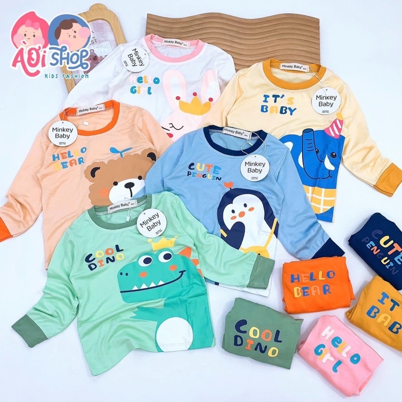 Bộ thun lạnh cổ trụ cho bé trai và bé gái 7-18kg đẹp lắm luôn