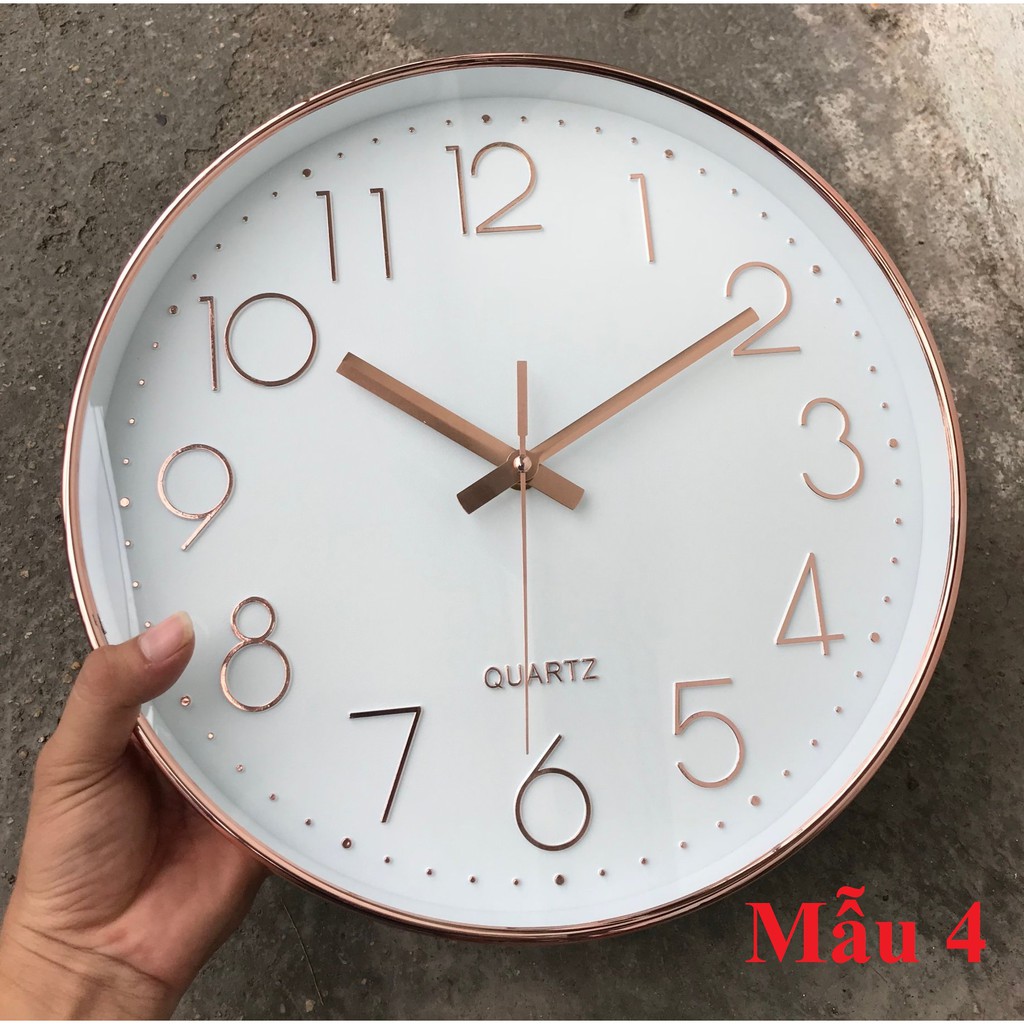 Đồng hồ treo tường QUARTZ kim trôi. BH 12 Tháng. (tặng: pin, móc treo)