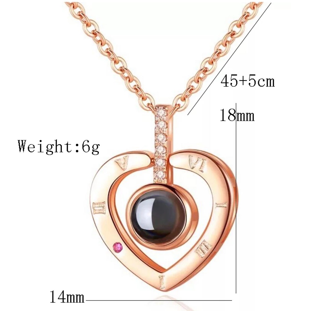 Vòng cổ mặt dây chuyền tình yêu chiếu chữ &quot;Tôi yêu bạn&quot; lãng mạn lưu giữ cho đám cưới / quà tặng ngày của mẹ