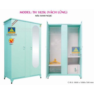 Tủ sắt quần áo lắp ráp trung hưng 1.80 x 1.08 x 0.50m - tslr23