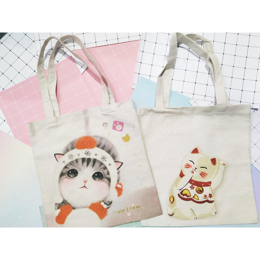 Túi tote mèo may mắn túi tote maneki neko thần tượng TT25 hoạt hình