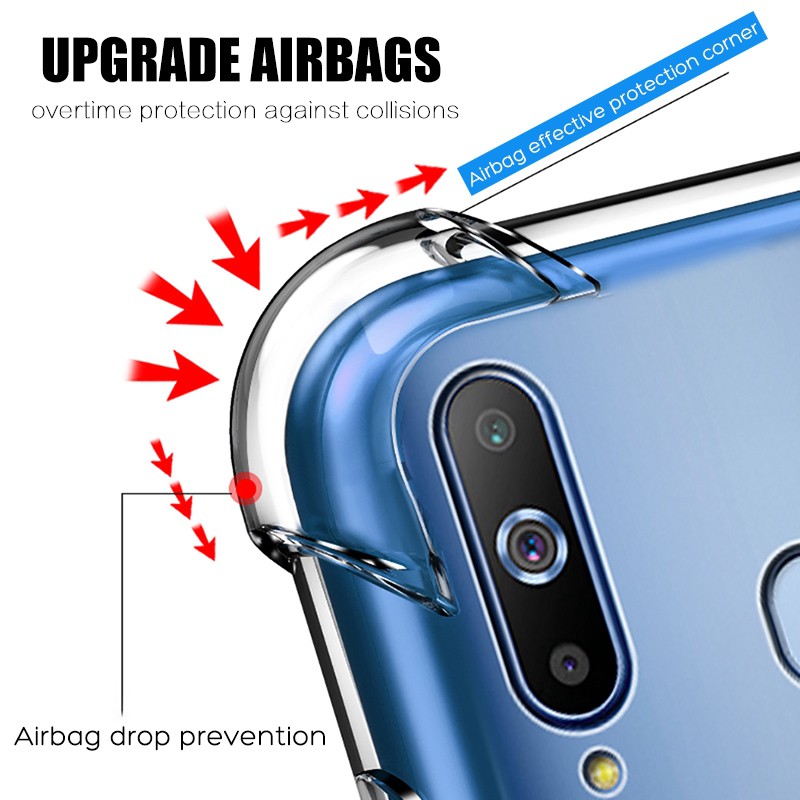 Ốp điện thoại trong suốt chống sốc cho Samsung Galaxy M20 M10 A7 A8 A6 Plus A9 2018