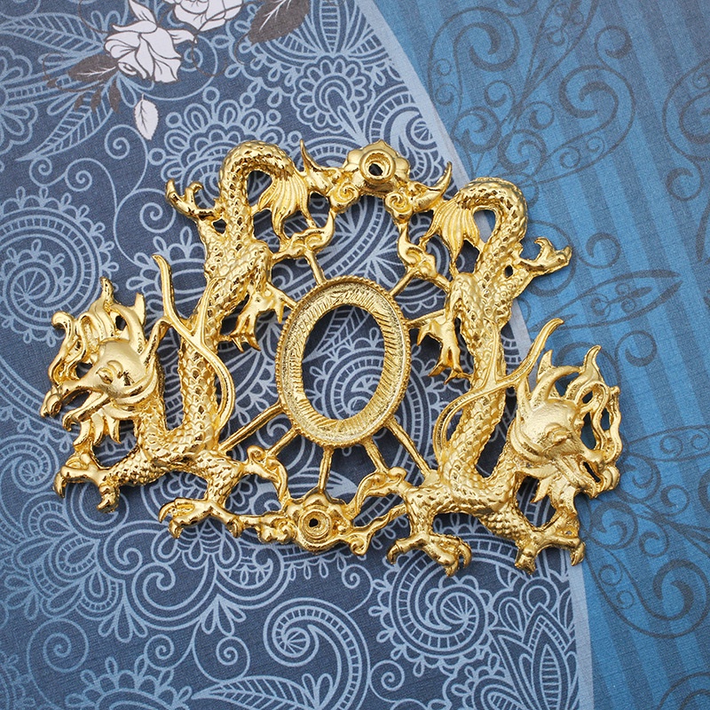 1 phiến làm kim quan đúc hình rồng đối xứng 53*73mm nguyên liệu làm trâm làm trang sức cổ trang cổ phục có màu KC