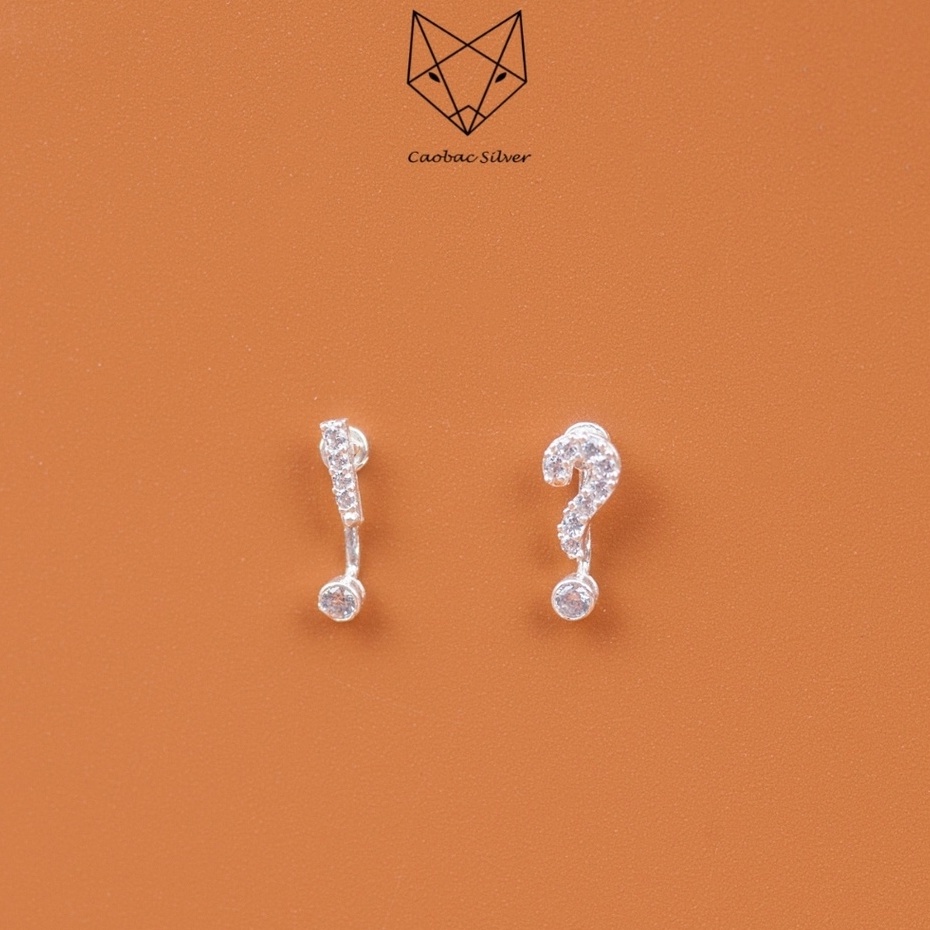 Khuyên Tai Bạc CaoBac Jewellery Cho Nữ Nụ Hình Chấm Than Hỏi Chấm