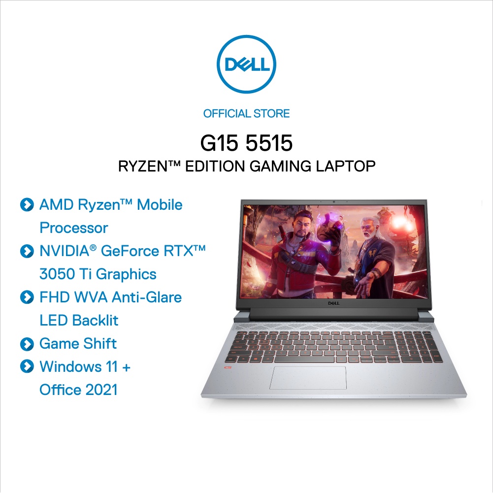 Laptop Gaming Dell G15 5515 R7 5800H, 16GB, 512GB, RTX3050Ti 4GB,15.6&quot;FHD,Office,W11