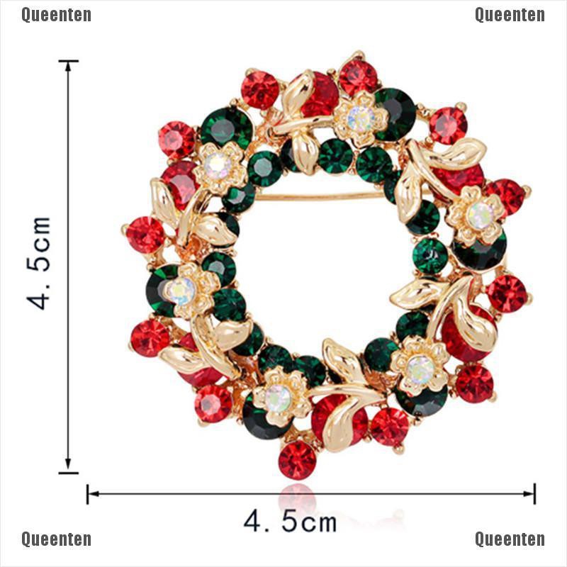 ★Queen★Hot Crystal Jewelry Round Garland Christmas Brooch Pin Party Gifts Santa Claus