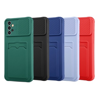 Ốp lưng Samsung Galaxy A72 A32 A22 A02S A03S 4G 5G khe cắm thẻ bảo vệ Vỏ trượt ống kính máy ảnh mềm chống sốc