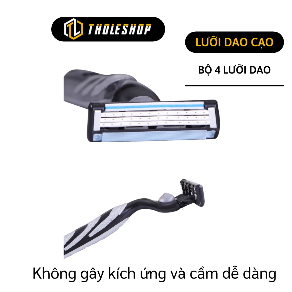 Bộ 4 Lưỡi Dao Cạo - Bộ Lưỡi Dao Cạo Râu 3 Lớp Cho Nam, Làm Sạch Nhanh Chóng 7375