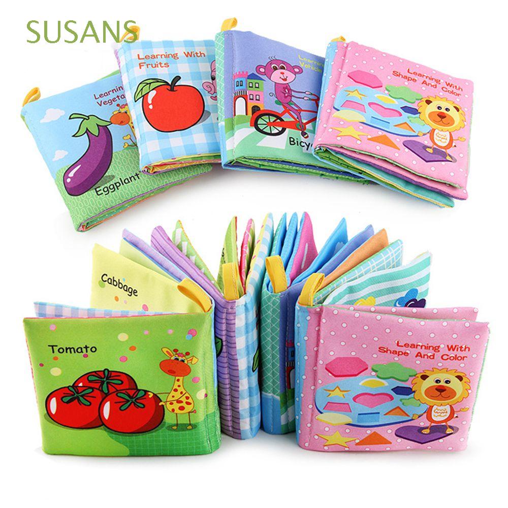 SUSANS Unfolding Infants Books Baby Crib Toys Cloth Book Newborn Supplies Intelligence Development for 0-36Month Early Educational Infants Gift Education Toy Soft