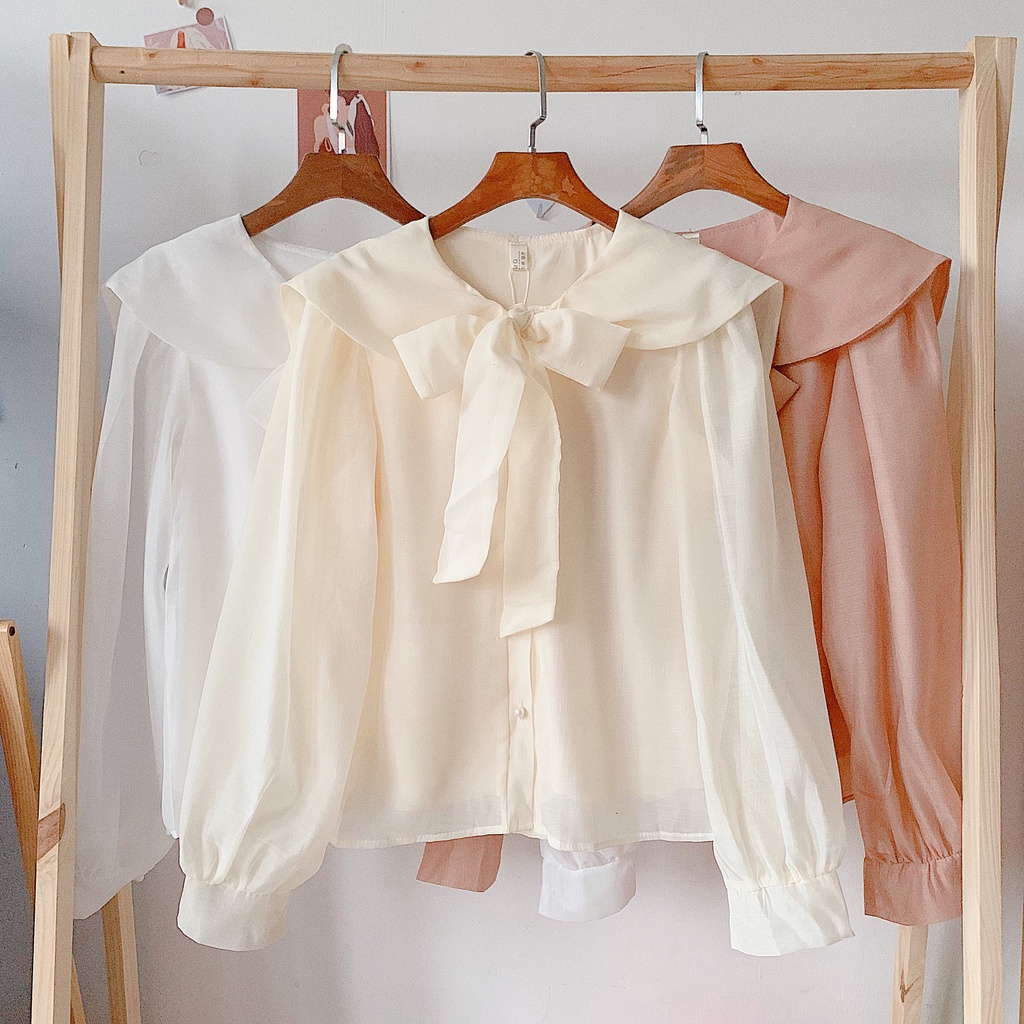 [ẢNH THẬT] - Áo sơ mi tiểu thư ulzzang cổ thuỷ thủ cúc ngọc- SM29 - jannahouse