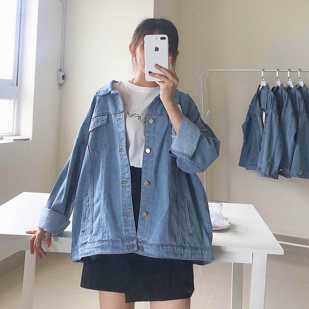 Áo Khoác Jean Nam Nữ Basic Unisex TRƠN From Rộng - Áo Khoác Bò Nam Nữ