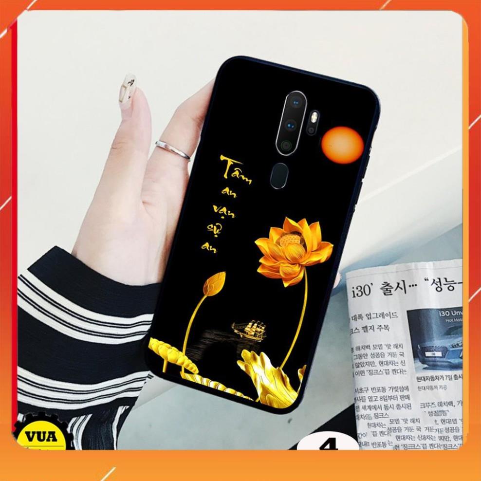 Ốp lưng kính in 3D dành cho điện thoại Oppo A5 2020 - A9 2020 in hình hoa sen tâm an vạn sự an