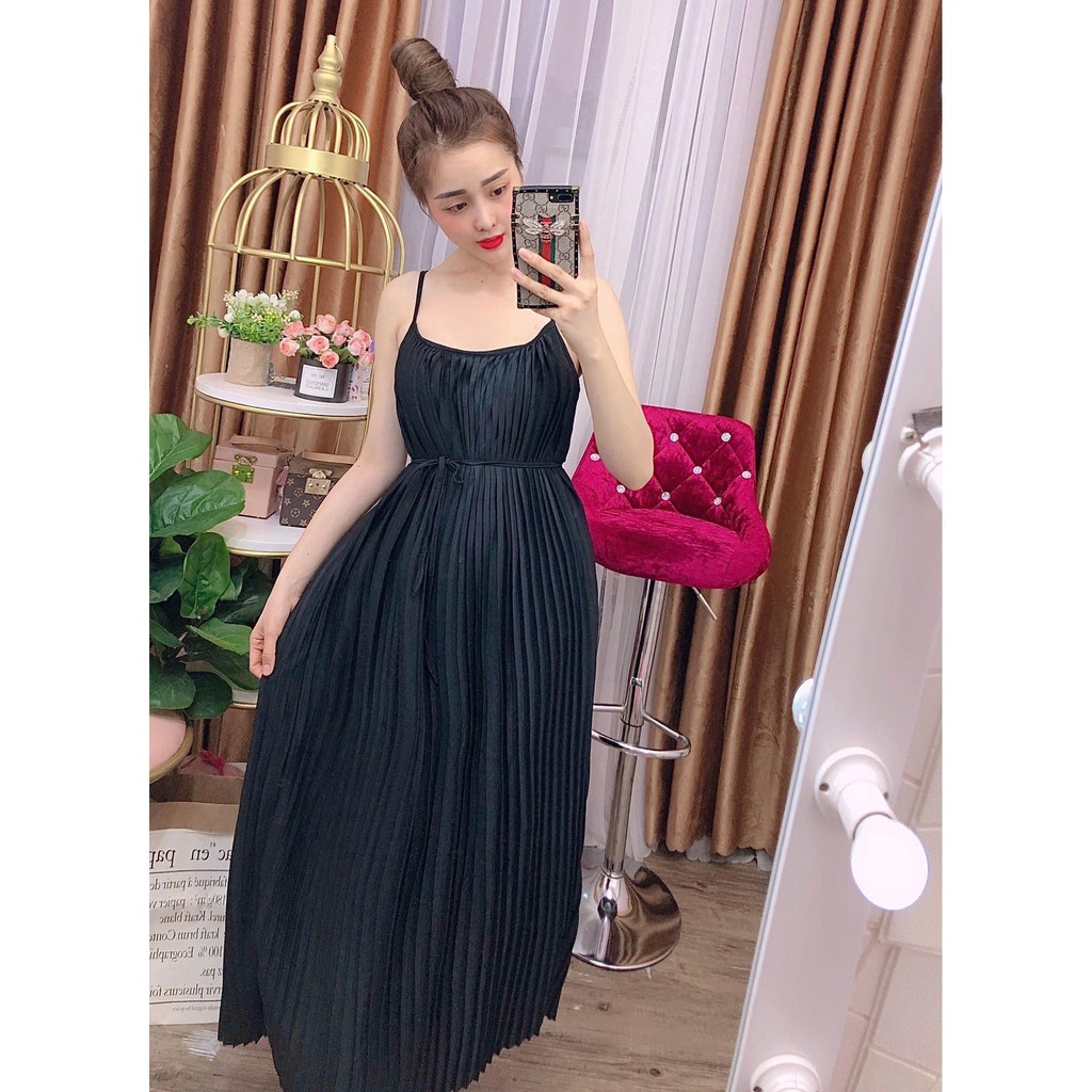 ĐẦM 2 DÂY DẬP LY DỄ THƯƠNG - VÀI THUN MÁT ĐI BIỂN HOẶC MẶC NHÀ - FREESIZE DƯỚI 60KG (tặng dây cột tóc) | BigBuy360 - bigbuy360.vn