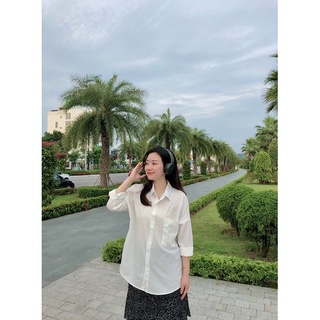 Sơ mi lụa hàn phong cách basic đơn giản [ Ảnh thật tự chụp ]