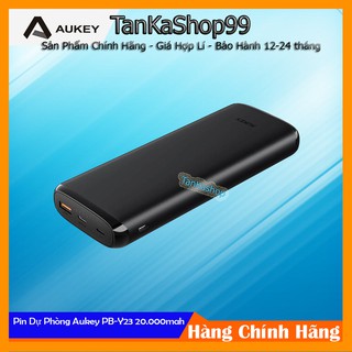 Pin Dự Phòng 20000mAh AUKEY PB-Y23 , TypeC PD 18w , QC 3.0, input Lightning - Hàng Chính Hãng