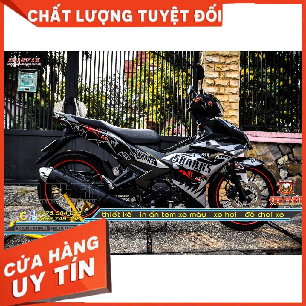 Tem Trùm Exciter 150 Cá Mập Đen Bạc