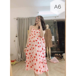 Váy bầu lanh lụa 2 dây LH siêu mát đẹp