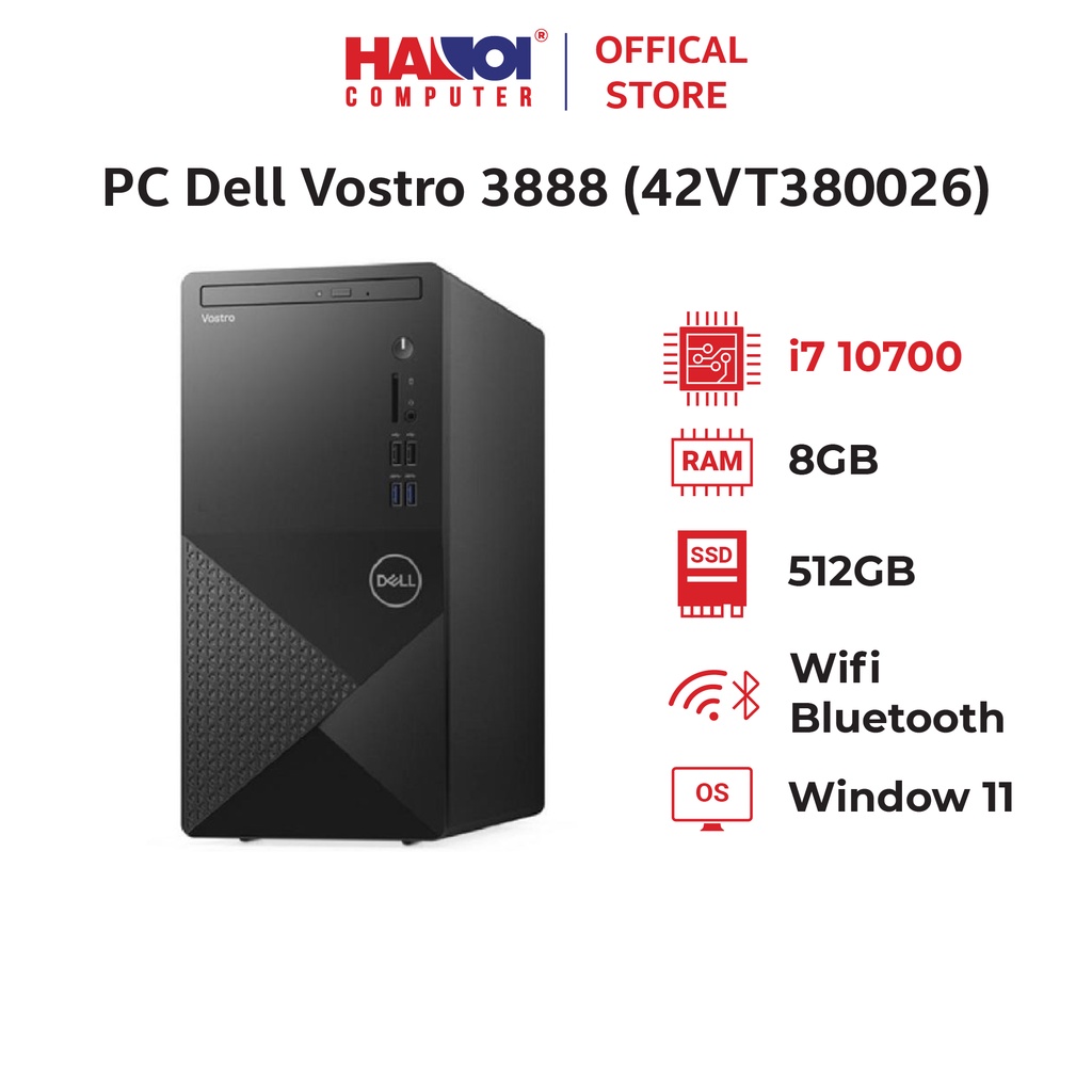 PC Dell Vostro 3888 (i7-10700/8GB RAM/512GB SSD/DVDRW/WL+BT/K+M/Win 11) (42VT380026)