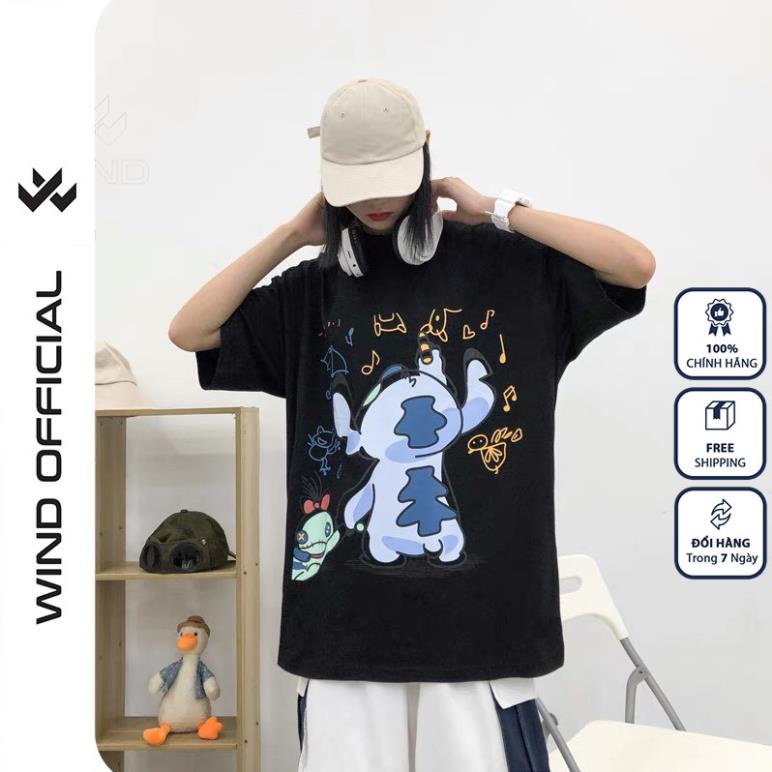 Áo phông nữ WIND tay lỡ unisex form rộng Vẽ Tranh thời trang nam nữ thun oversize *