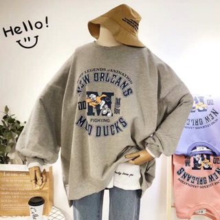 Áo sweater ống tay phồng form rộng vintage