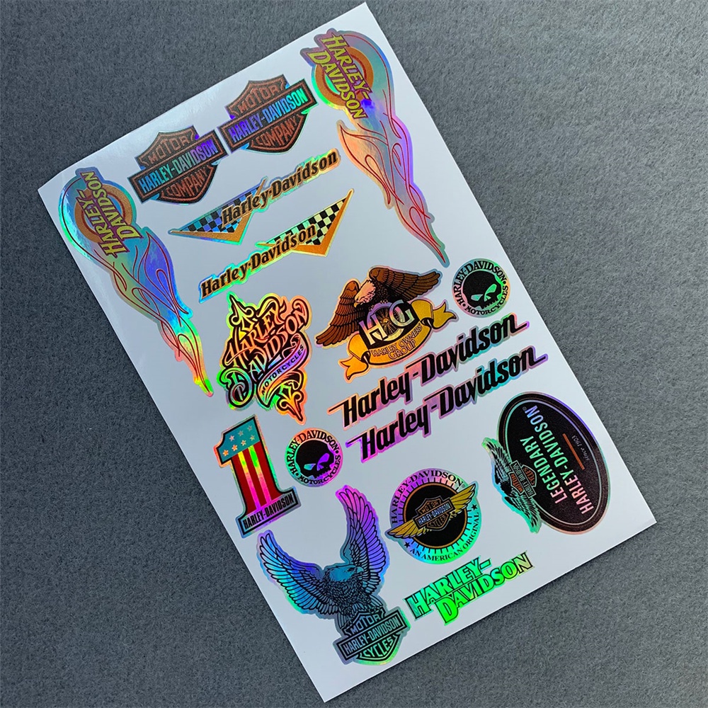 Miếng dán trang trí nón bảo hiểm xe mô tô Harley-Davidson màu laser