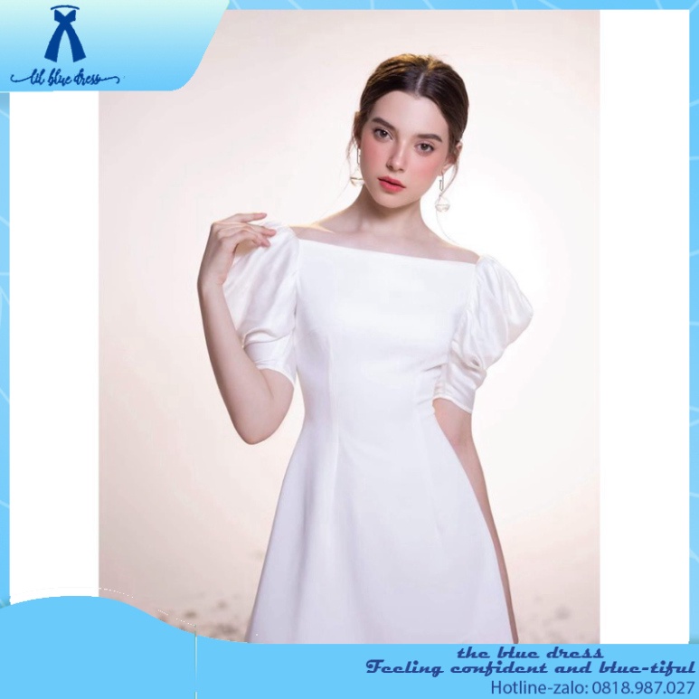 ✨QUẢNG CHÂU✨ Đầm dự tiệc ôm body tay phồng hở lưng siêu xinh Apricot Dress 🔥FREESHIP🔥 lady xanh cotton cổ V vuông tay