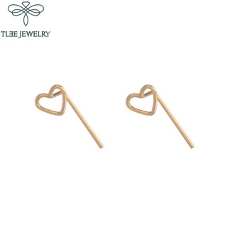Khuyên tai bạc TLEE tim rỗng dáng cài basic TLEE JEWELRY B0165