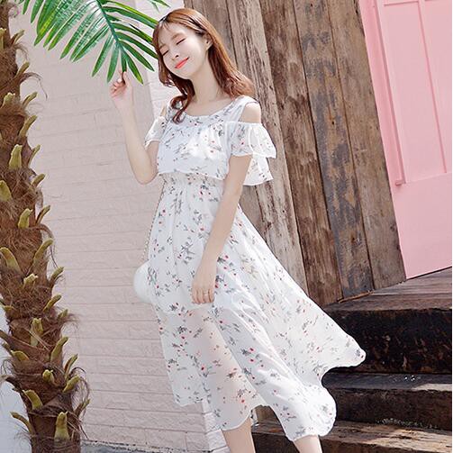(Hàng sẵn) Đầm hoa dài mùa hè Hàn Quốc vải voan | BigBuy360 - bigbuy360.vn
