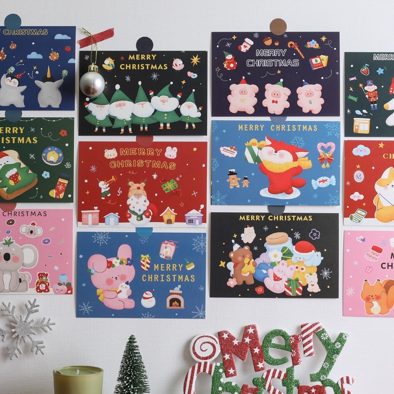 set 15 card trang trí Noel, Xmas size 10 x 15 cm